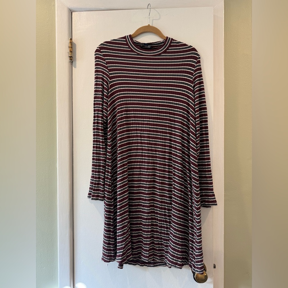 American Eagle Outfitters Maroon and White Striped Dress